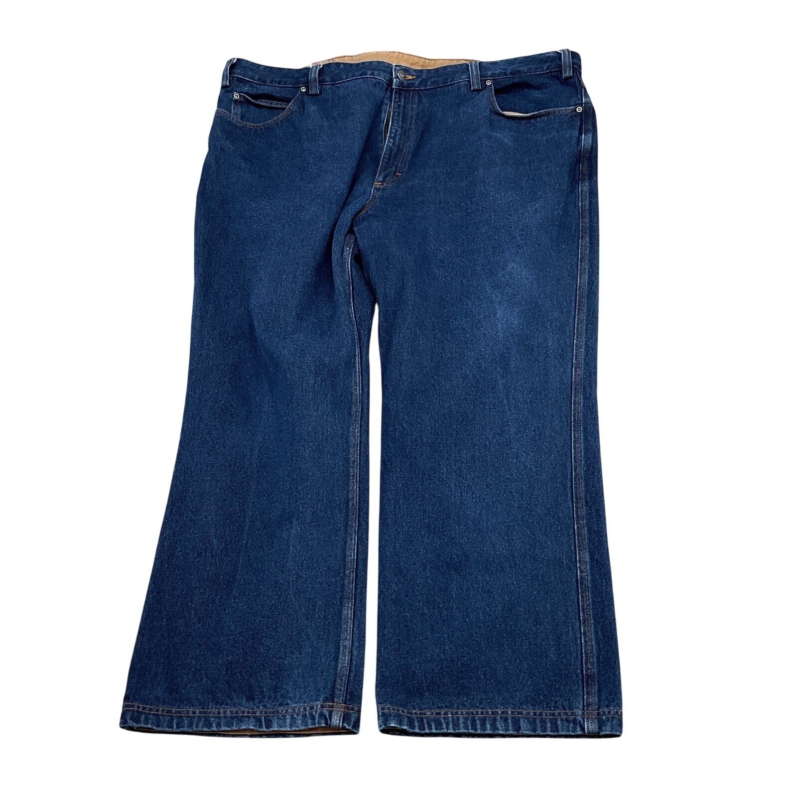 Duluth Trading Jeans Men 48w 30l Blue Reinforced Waist Hem Gusset Cotton Denim